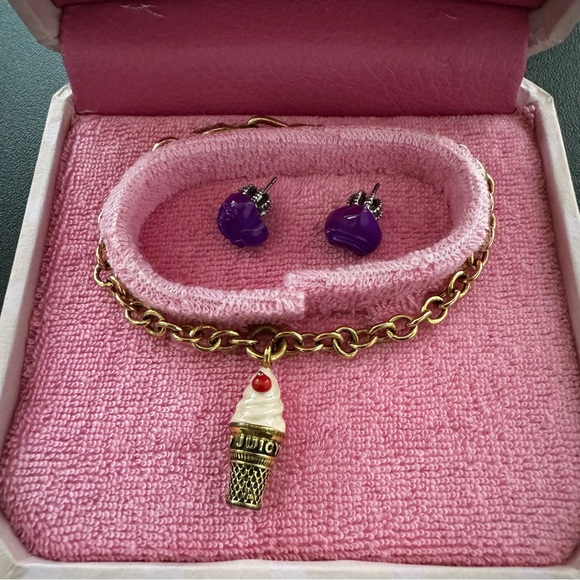 Juicy Couture Ice Cream Cone Bracelet with Purple Heart Earrings. - Picture 7 of 10
